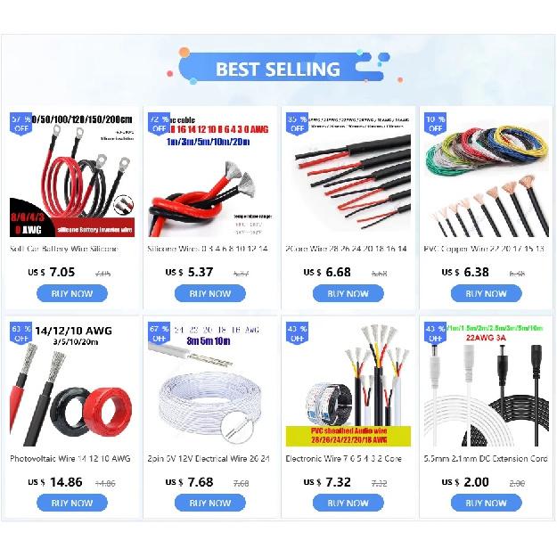 8 AWG Gauge 8.3mm2 Soft Car Battery Inverter Silicone Cable with M6 M8 M10 Terminal Red Black Electric Wire for Auto Solar Truck