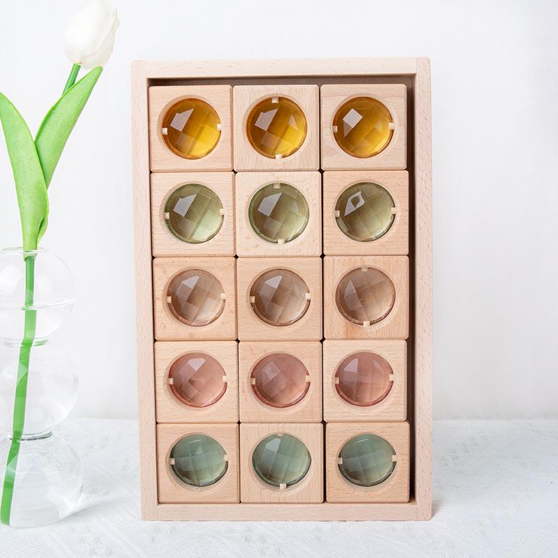 Rainbow Translucent Gemstone Building Blocks Large Particle Cube Building Baby Early Education Toys