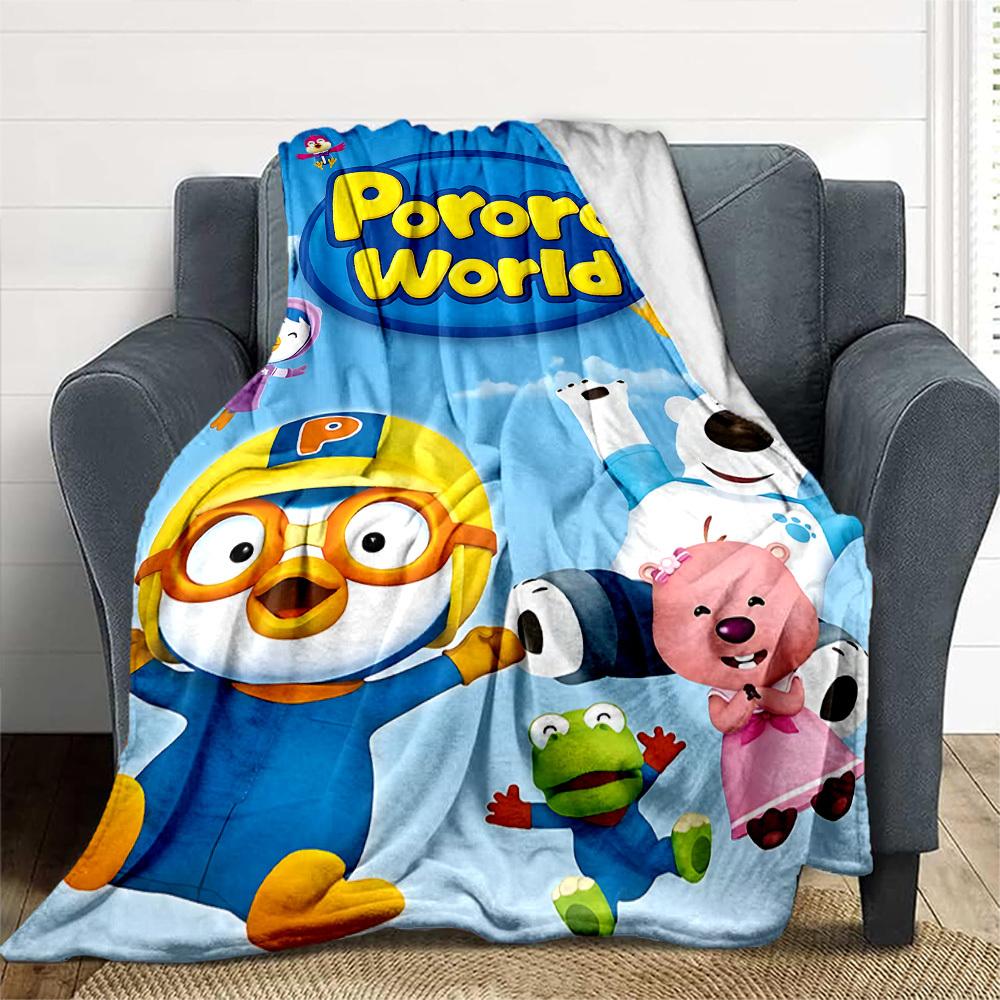 1 st Pororo Äventyr Utomhusfilt Lätt Flanell, Mjuk & Varm, Användning Året Runt för Soffa, Utomhus, Camping, Vardagsrum051