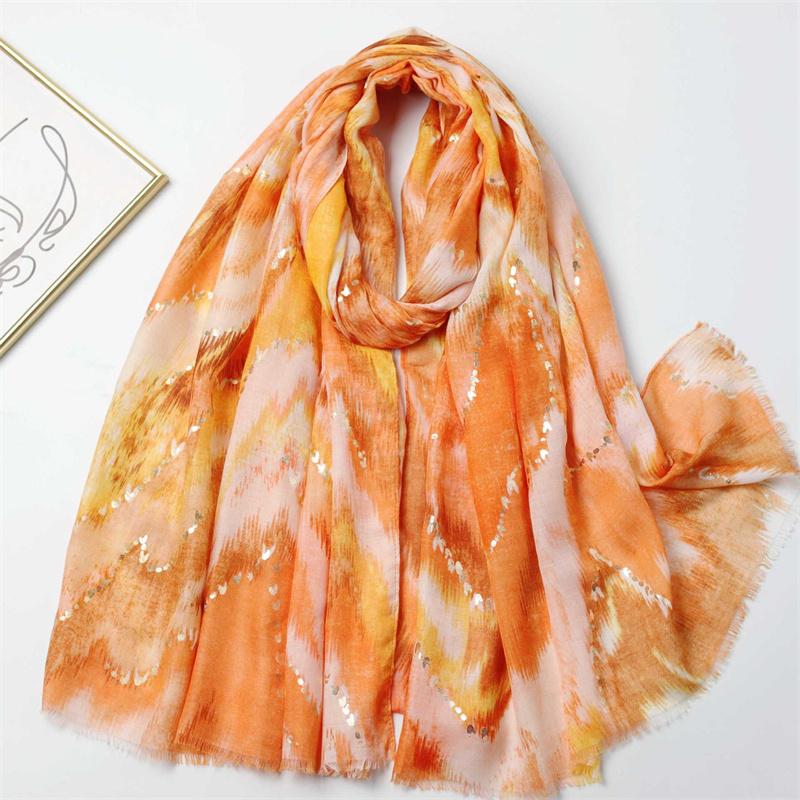 

Ombre Gradient Glitter Wave Striped Viscose Scarf High Quality Print Shawls And Wraps Pashmina Stole Bufandas Muslim Sjaal