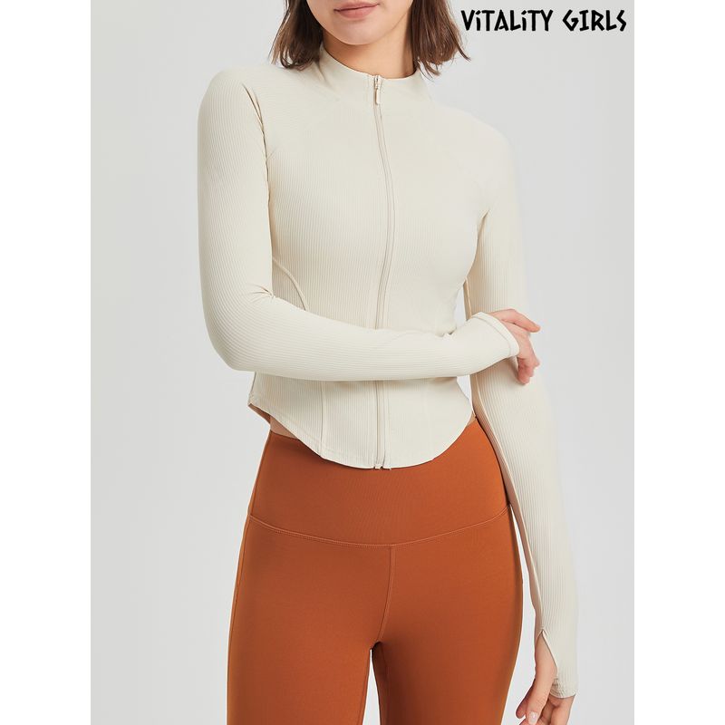 Vitality Girls Thread Quick-Drying Yoga Clothes Outwear Female Silm Figure Flattering Sportswear Cardigan Top Long Sleeves