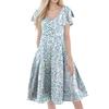 A Casual And Fashionable V-Neck Short-Sleeved Medium-Length Dress With Floral Prints For Women