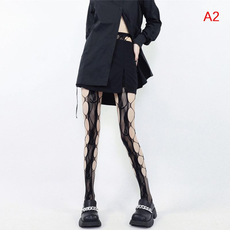 Сексуальные колготки в сеточку в стиле панк Harajuku, нерегулярные, с вырезами, с геометрическим рисунком One Size