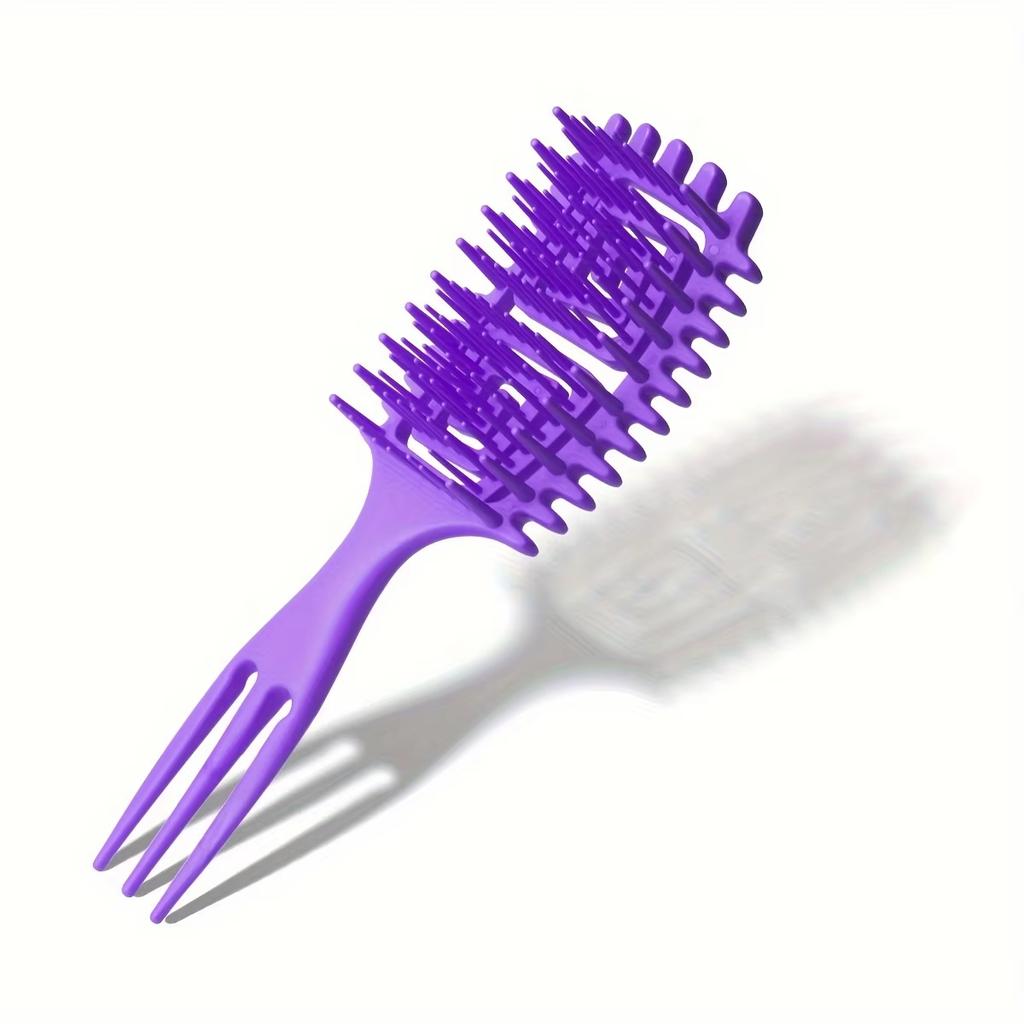 1pc 3-Prong Hollow Back Wet Curly Brush - Detangling Reduces Hair Pulling, Blow Drying Safe, Unisex Styling Tool ,hairbrush