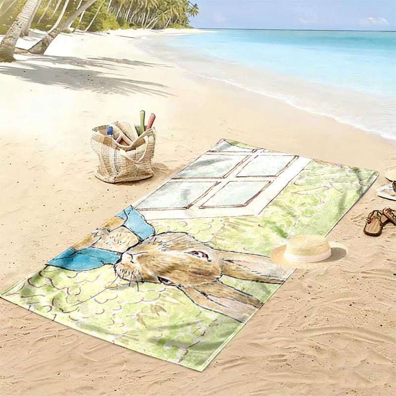 Peter Rabbit Print Beach Towel, Large Soft Quick Dry Towel for Beach Camping Swimming