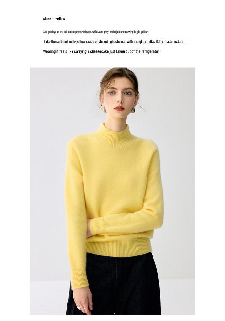 Lekasha Women's Cashmere Half-High Neck Knitted Sweater