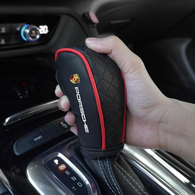 Leder Schalthebelgriff Abdeckung Handbremse Schutzhülle Für Porsche 911 Cayenne Carrera-GT 928 Panamera Boxster Macan 918