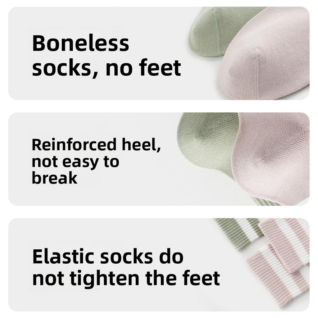 Pure Cotton Socks - Children's Autumn and Winter Anti-bacterial, Odor-proof, Sweat-absorbing, Bone-free Socks with Stripes, Anti-tear.