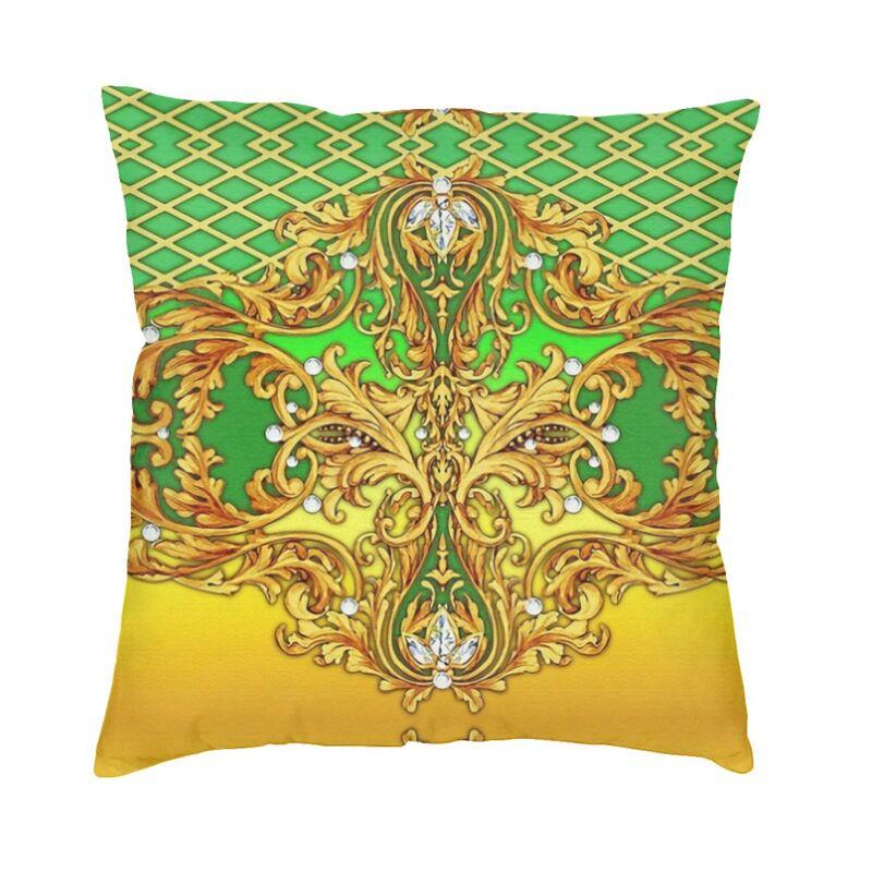 Hot Pink And Gold Baroque Floral Pattern Cushion Cover Sofa Home Decor Square Throw Pillow Case 45x45cm