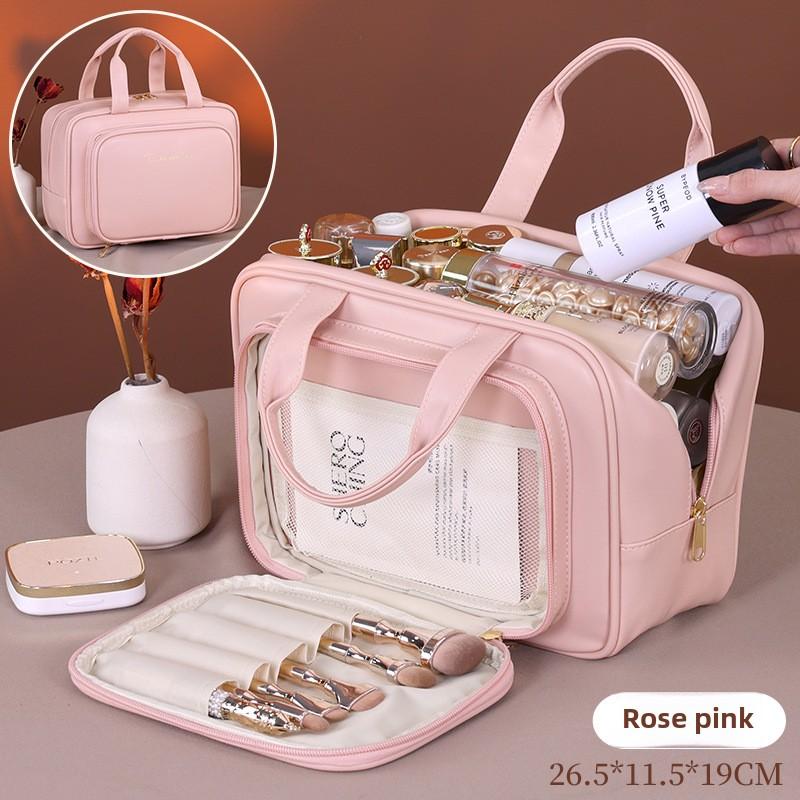 Borsa Cosmetica in Ecopelle PU per Donna Multifunzionale Portatile Borsa per Trucco con Ampia Capacità Borsa per Articoli da Toeletta da Viaggio