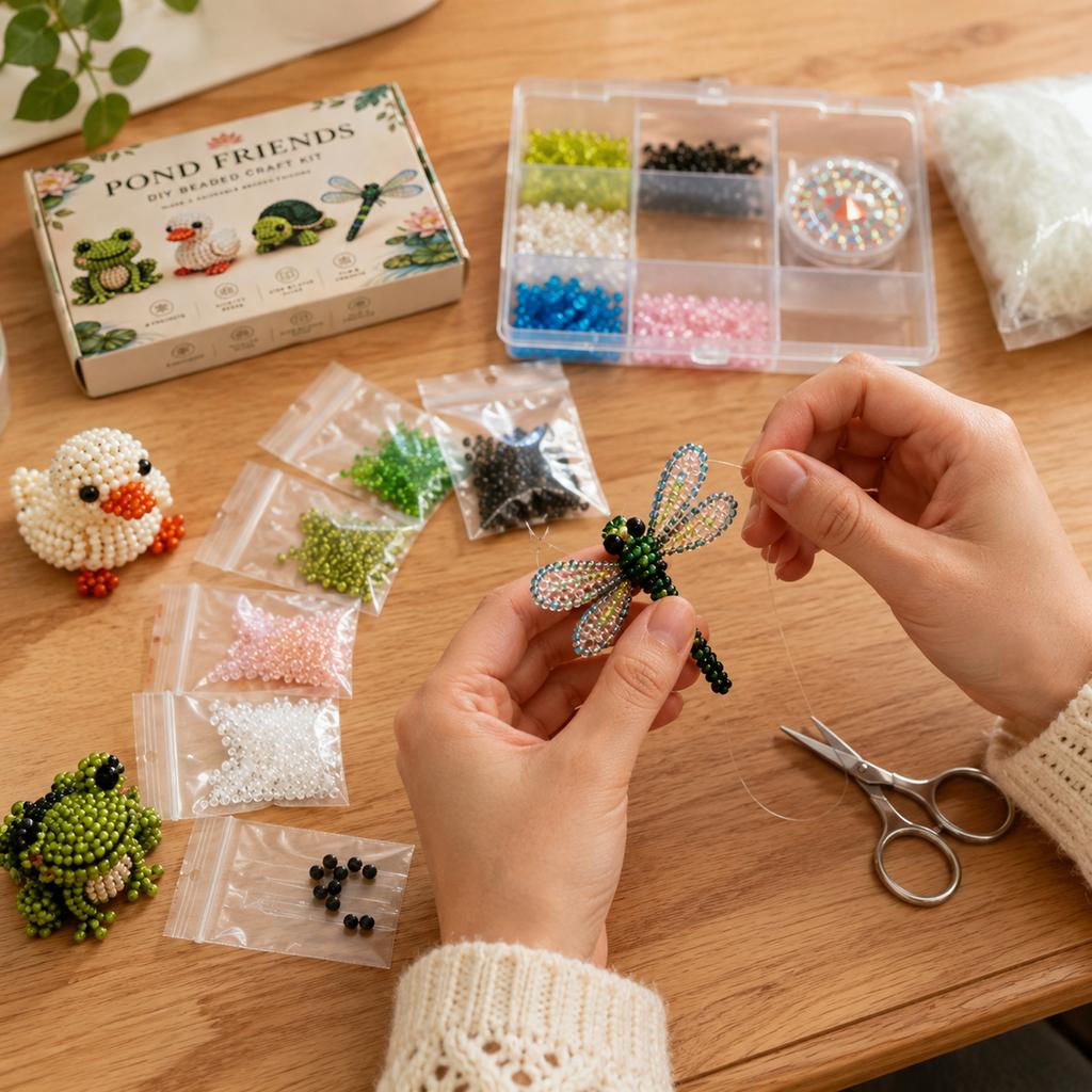DIY Beaded Kit Pond Set for Animal Figures with Beads and Accessories for Creative Projects