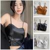 Brassiere Women PU Camisoles Bralette Thin Shoulder Strap Bra Alluring&Innocent Tank Top  Girls