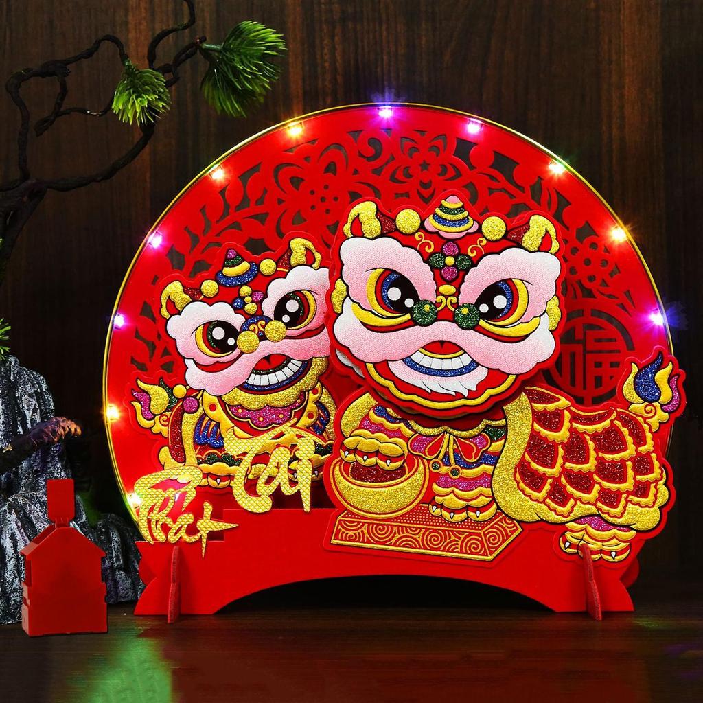 Wealth Table Ornament Nodding Vietnamese Centerpiece Felt Table Decorations with Light for New Year Spring Festival Home