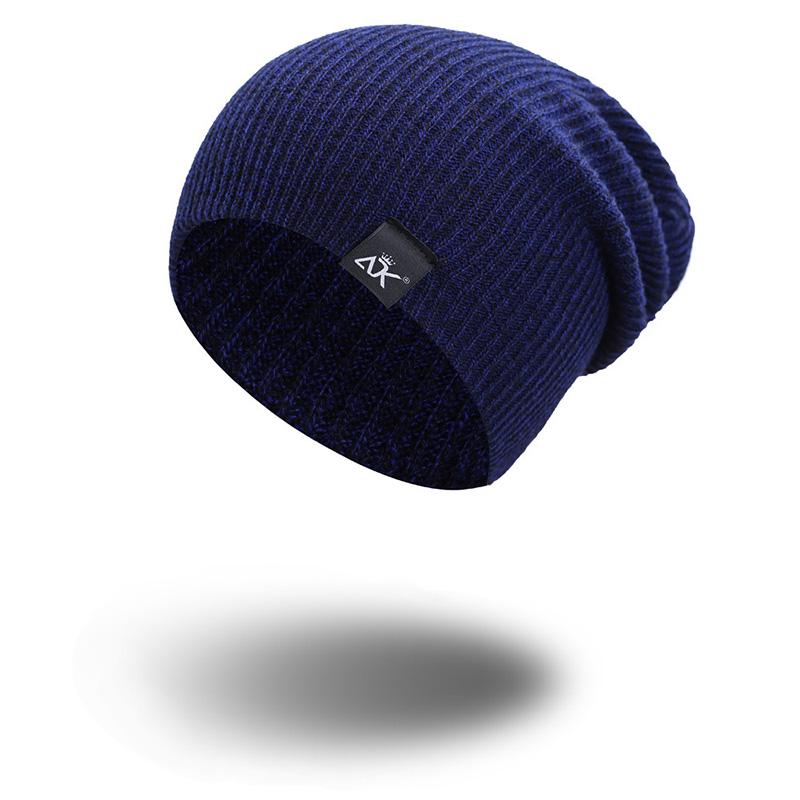 

Women Men Unisex Camping Hat Winter Beanie Baggy Warm Wool Ski Cap Line Fleece Navy