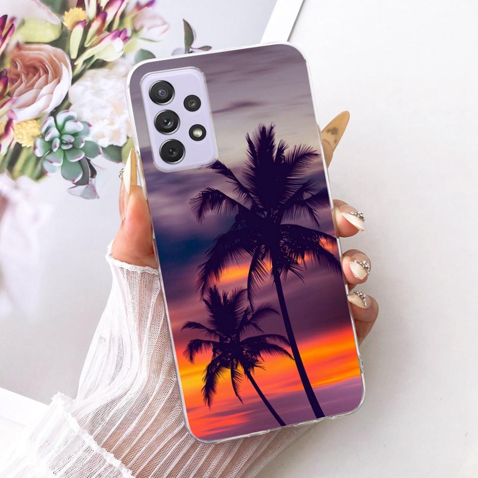 Transparent For Samsung Galaxy A72 4G Case Cute Fashion Flowers Funny Painted Casing For Samsung A72 4G SM-A725M SM-A725F Cover