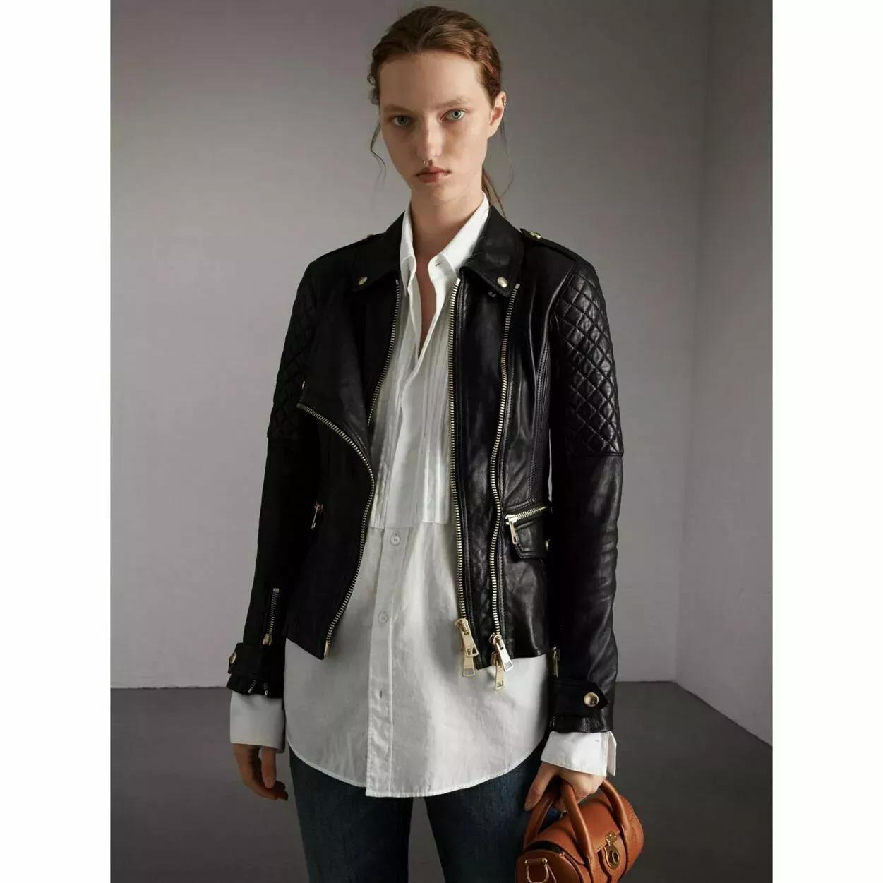 

AL KHALID Черная женская куртка байкерская стильная из натуральной мягкой овчины в мотоциклетном стиле 3XL чёрный