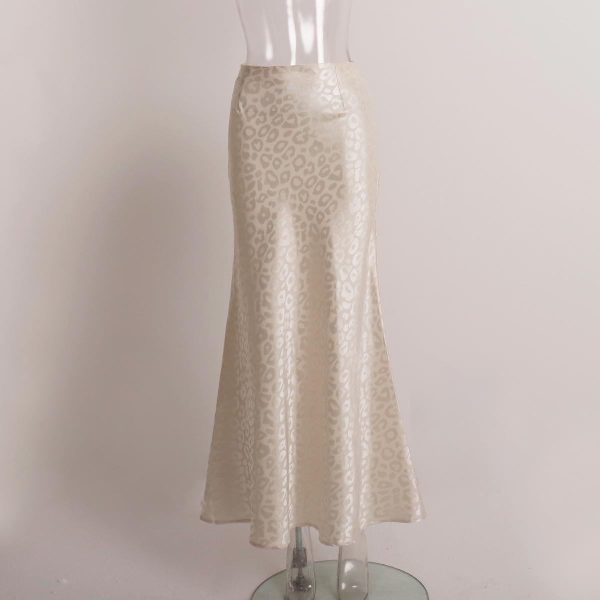 

GMXIA Жаккардовая юбка до половины тела с леопардовым принтом. Летняя новая тенденция. Длинная юбка до середины тела с жаккардовым леопардовым принтом. S бежевый