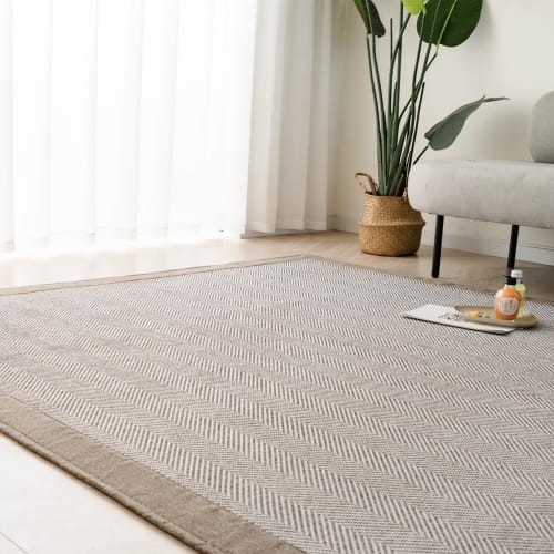 OIGAE Rug, Carpet, 185x235cm, Fits 3 Tatami Mats, Herringbone Pattern, Nordic Style, Solid Color, Geometric Pattern, Floor Protection, Soundproofing,