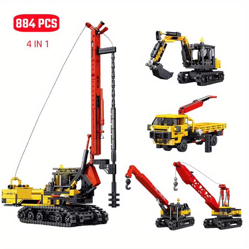 

SEMBO 4in1 Rotary Drilling Rig Building Blocks City Construction Engineering Vehicle Excavator Truck Bricks Kids Toys Boys Gifts