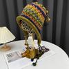 Handmade Crochet Ear Protection Woolen Hat for Women in Autumn and Winter with Colorful Tassel Ball Pullover Cold Hat Knitted Lei Feng Hat