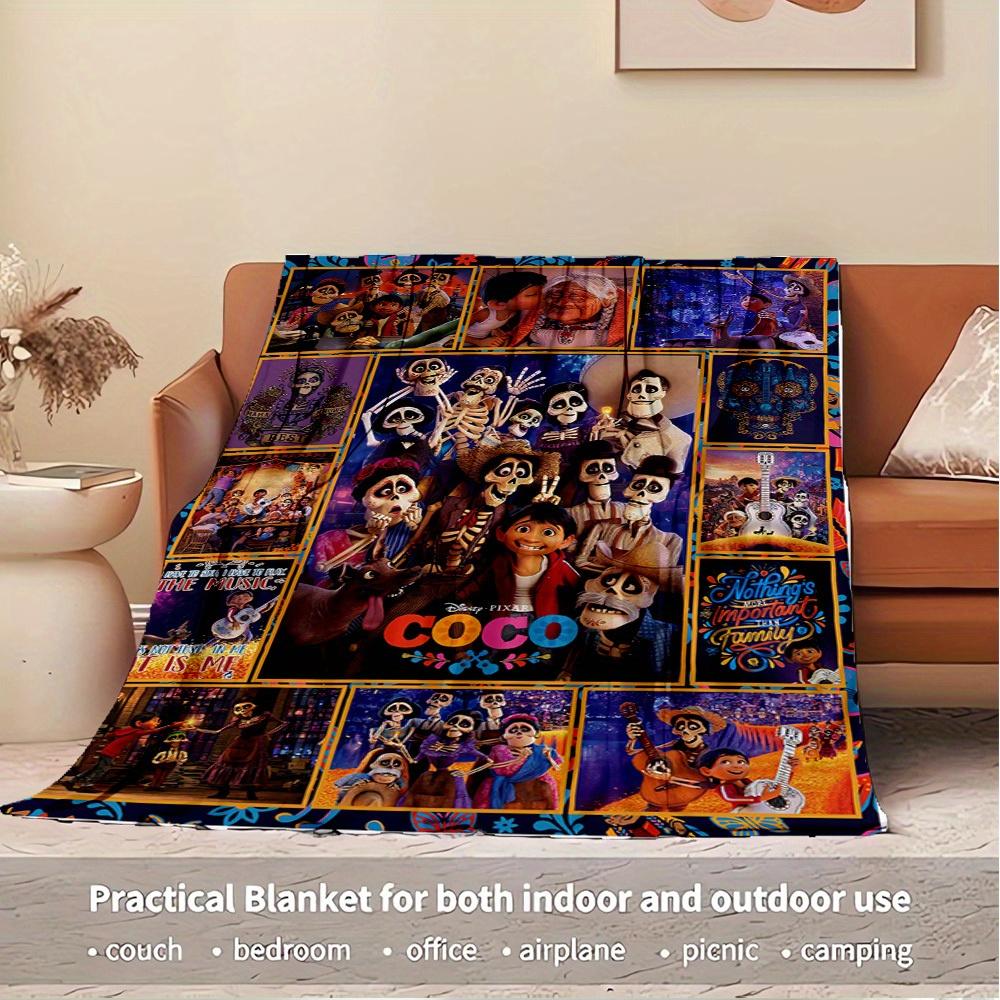 1 Pc Flannel Coco Movie Theme Multi-purpose Small Blanket, Suitable for Bed, Sofa or Gift, Home Decoration That Shows Family Warmth and Fest