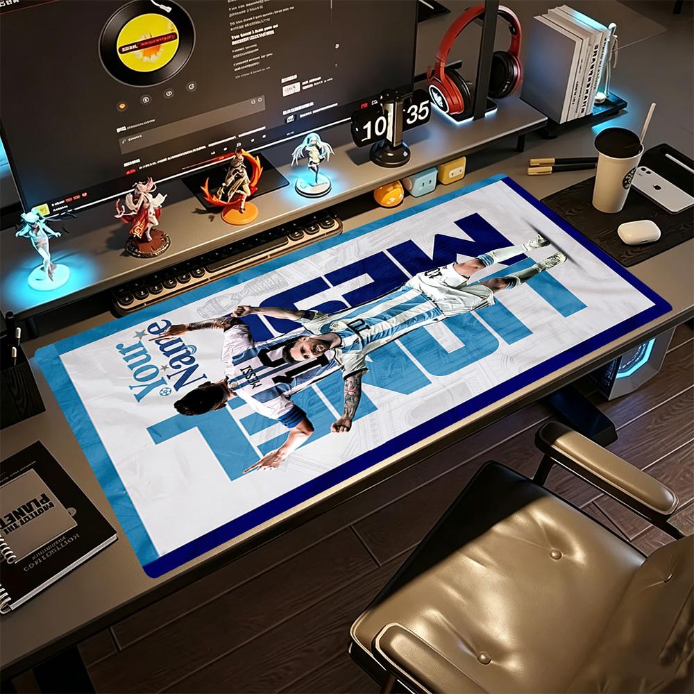 Football Messi Customized Name Mouse Pad Desk Mouse Pad Desktop Mouse Pad Non-Slip Rubber Base Perfect Gift for Gamers