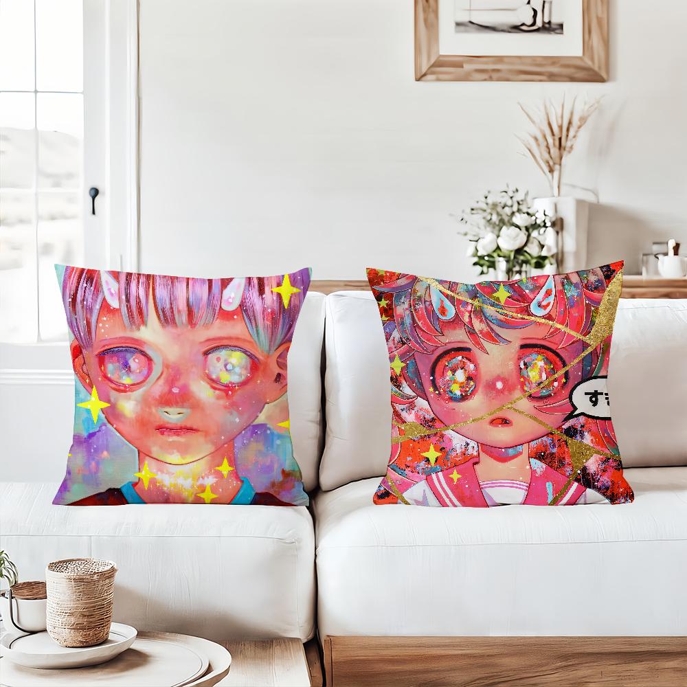 Art H-Hikari Shimoda Color Pillow Case Sofa Living Room Bedroom Headboard Backrest Square Cushion Nap Time