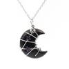 Crystal Necklace Tree-of-Life Crescent-Moon Necklace Wire Wrap Natural Gemstones