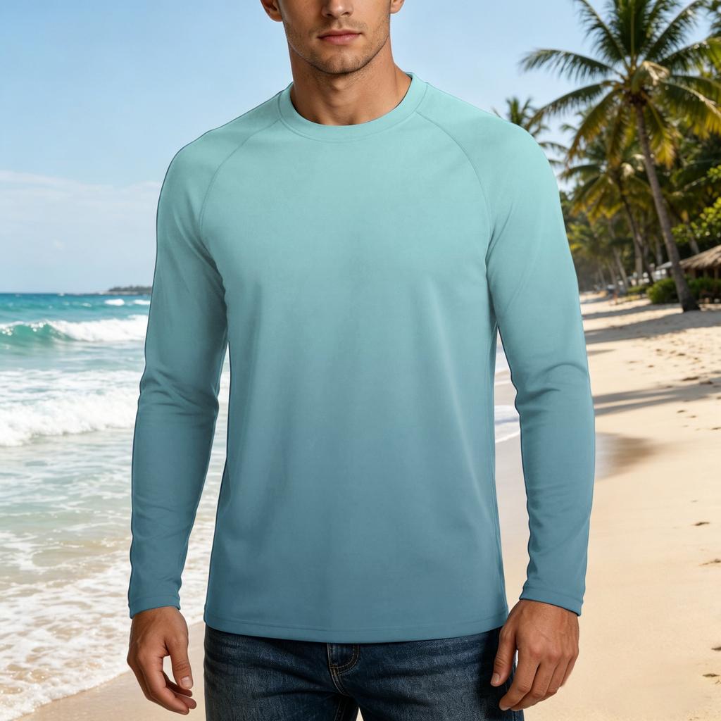 Herren Langarm UPF50+ Sonnenschutzshirt Leicht Atmungsaktiv Schnelltrocknend Outdoor Freizeit Oberteil für Sommeraktivitäten