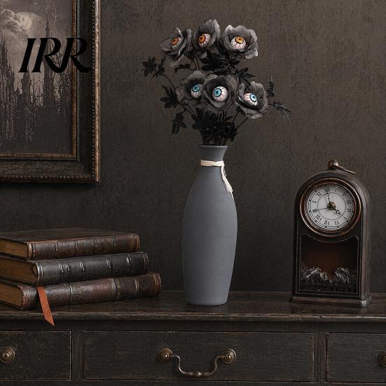 Artificial Halloween Branch Eyeball Flower Stem, Rose Floral Pick with Eyeball, Festive Accents Gothic Black Branches for Vase, Home Indoor