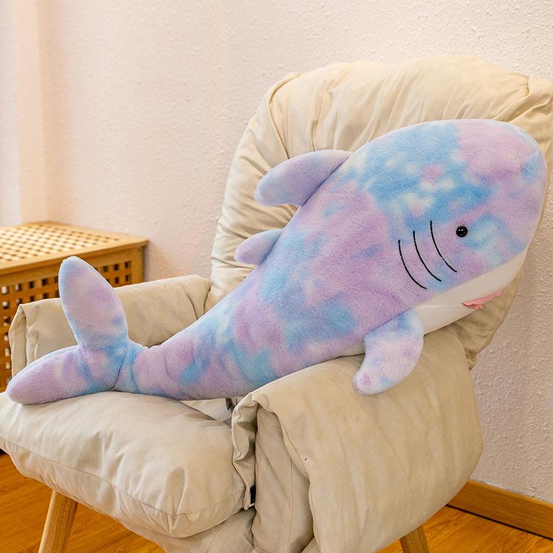 Nowa Kolorowa Pluszowa Zabawka Rekin Poduszka Tie-dye Lalka Rekin Śpiąca z Lalkami Prezenty dla Dziewczynek