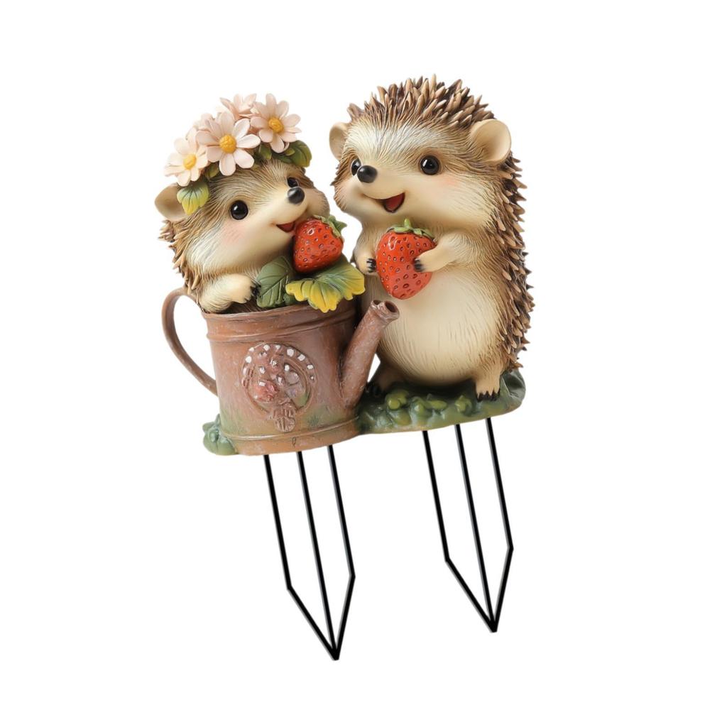Acrylic Hedgehog Yard Stake Metal Animal Figurine Sculpture Decorative Garden Ornament for Lawn and Outdoor Garden Decor