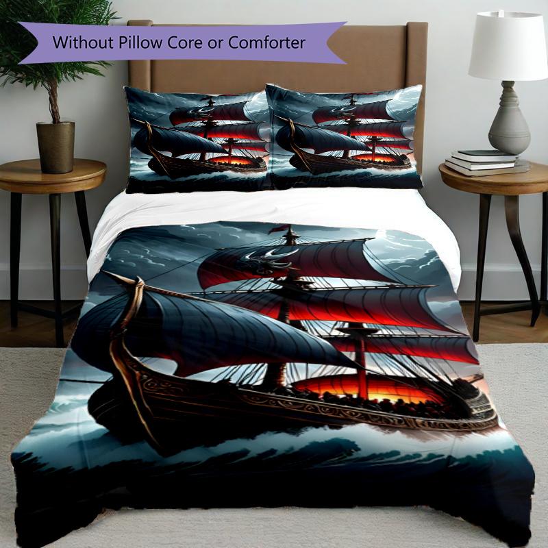 3pcs Duvet Cover Set (1*Duvet Cover + 2*Pillowcase, Without Core), RMS Titanic Print Bedding Set, Bedroom Decor, All‑Season, Gift
