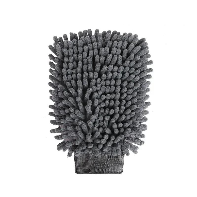1-2PCS Chenille Plush Gloves for Car Cleaning Doublesided Car Cleaning Tools Ultrafine Fiber Car Washing Gloves