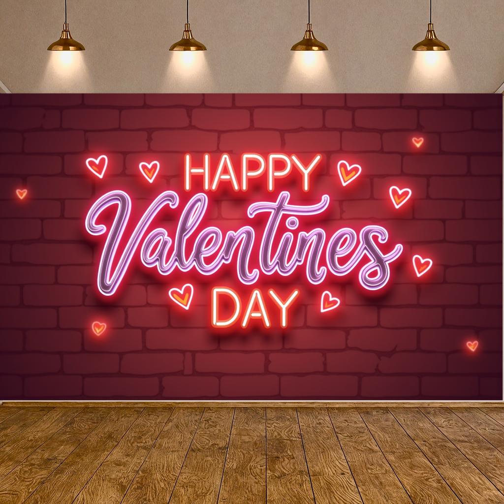 Love Background Neon Heart Backdrop Valentine Background Effect Themed Banner For Wedding Anniversary Valentine's Photo