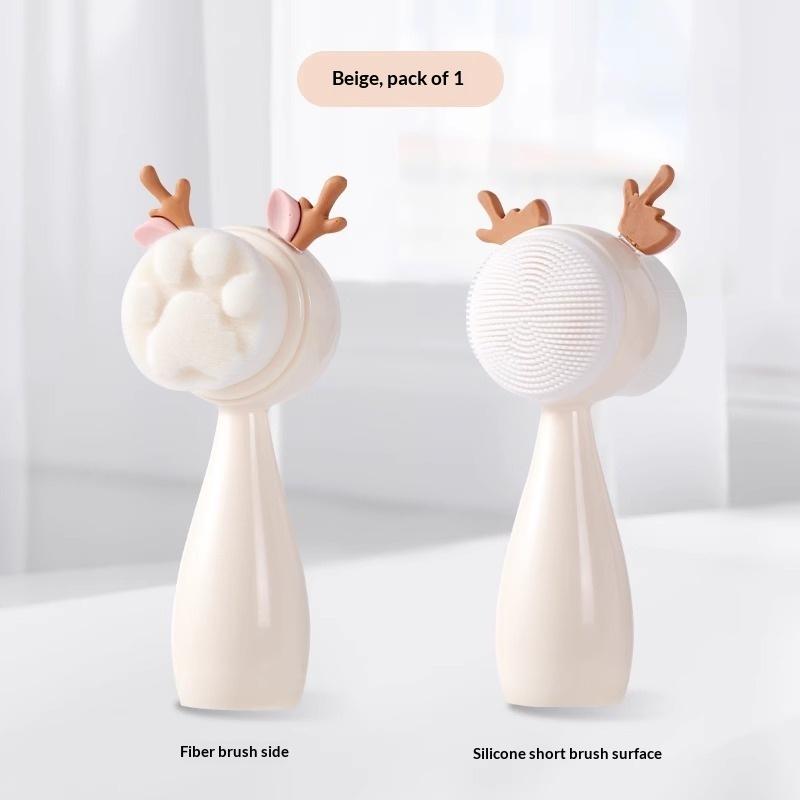 3D Double Sided Face Wash Brush Silicone Facial Cleansing Brush Manual Massage Facial Brush Soft Bristles Exfoliator