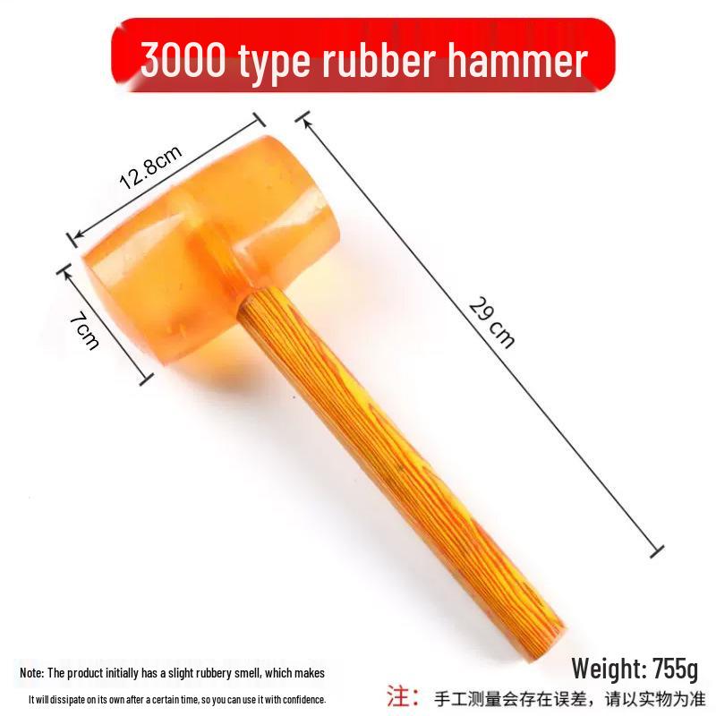 Transparenter Gummihammer mit Holzgriff - Kostenloser Versand