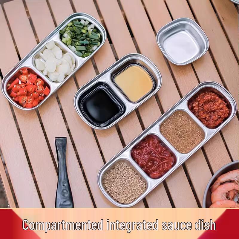 304 Stainless Steel Two-Grid Seasoning Dish