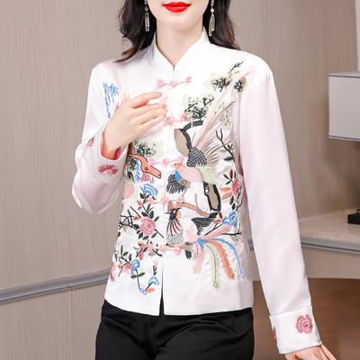 Chinesisch besticktes Oberteil für Damen Kurze Retro Kleine Jacke Tang-Anzug Damen Chinesischer Stil Cheongsam Ethnische Kleidung Oberteil