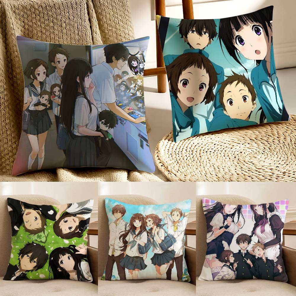 Anime H-hyouka Kissenbezug Unsichtbarer Reißverschluss Seidig Sofa Kissenbezug