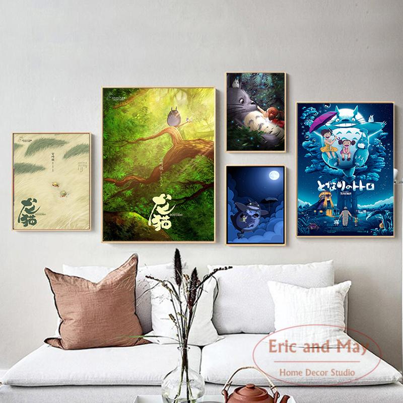 Totoro anime canvas printed wall paintings home decor posters and art prints for decorating the living room
