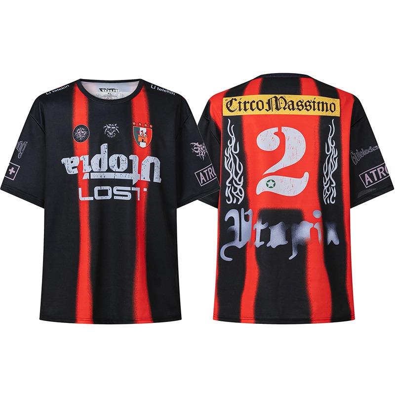 Real Photos High Quality Mesh Breathable Utopia Jersey Gradient Striped Digital Print Men Women Short Sleeved Quick Drying Tops