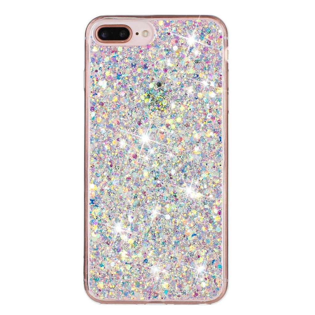 For iPhone 6 Plus/7 Plus/8 Plus 5.5 Inch Glittery Powder Decor Phone Cover Epoxy TPU Phone Case