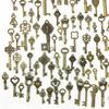 J1UL1N 125 Piece Retro Antique Brass Vintage Bronze Old Looking Decorative Key Lock Mix Metal Key Steampunk Charms Pendant Jewel