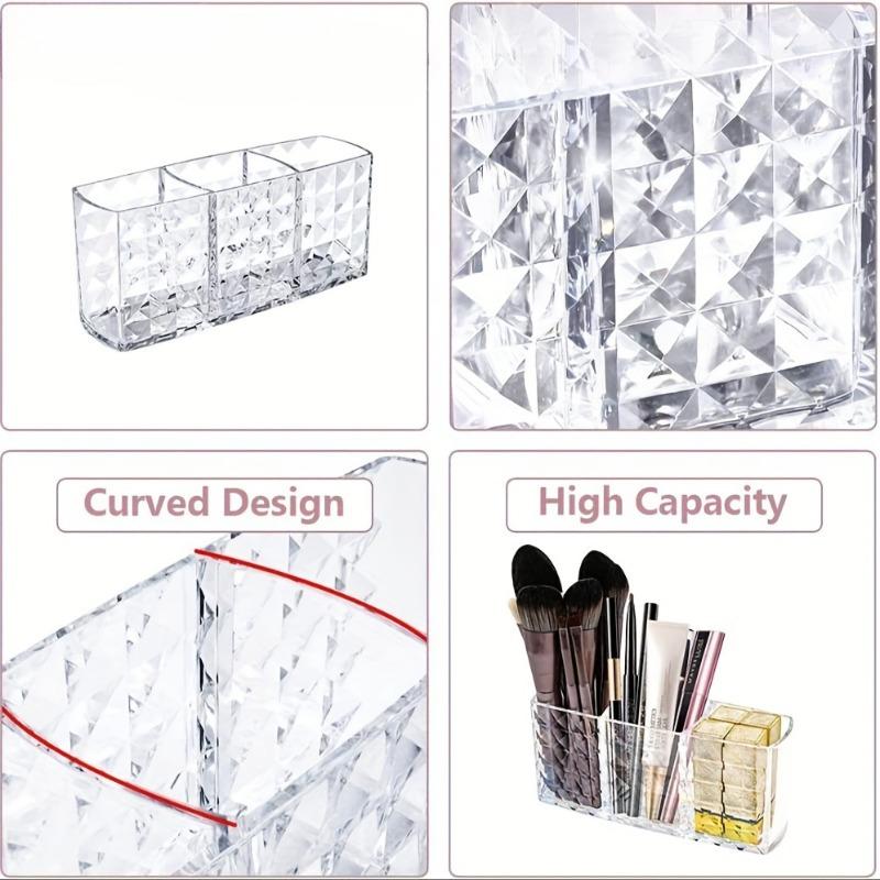 Transparent Three Grid Cosmetics Storage Box Eyebrow Pencil Makeup Brush Storage Box Desktop Eyebrow Pencil Lipstick Storage Box