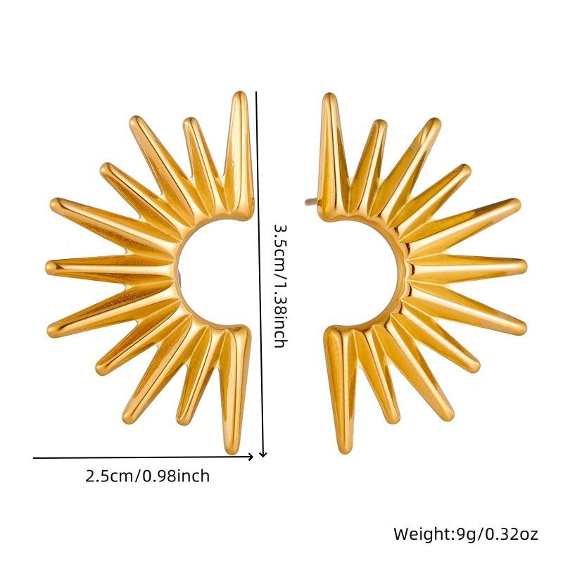 gold sunburst stud earrings for women