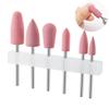 6pcs Pink Silicone Nail Drill Bits Set for Cuticle, Polish & Grinding, Professional Manicure Pedicure Tools