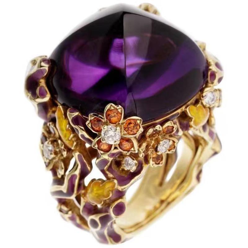 Wholesale of ethnic-style , alloy rings, enamel red corundum rings for women