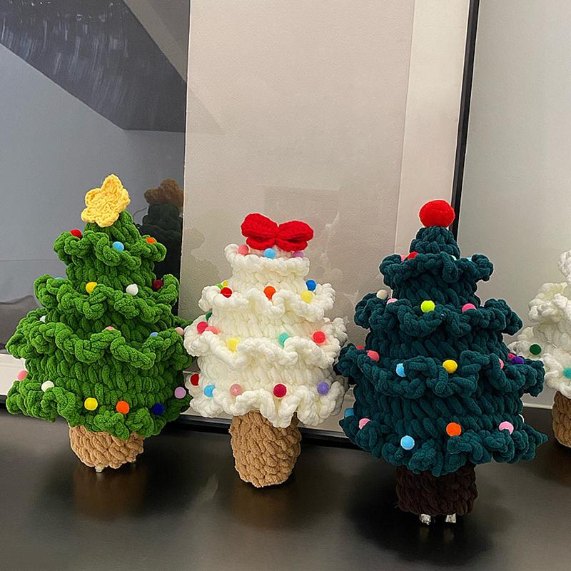 Hand Woven Christmas Tree Ornament Finished Crochet Christmas Tree Christmas Gift for Women Girls Desk Accessories
