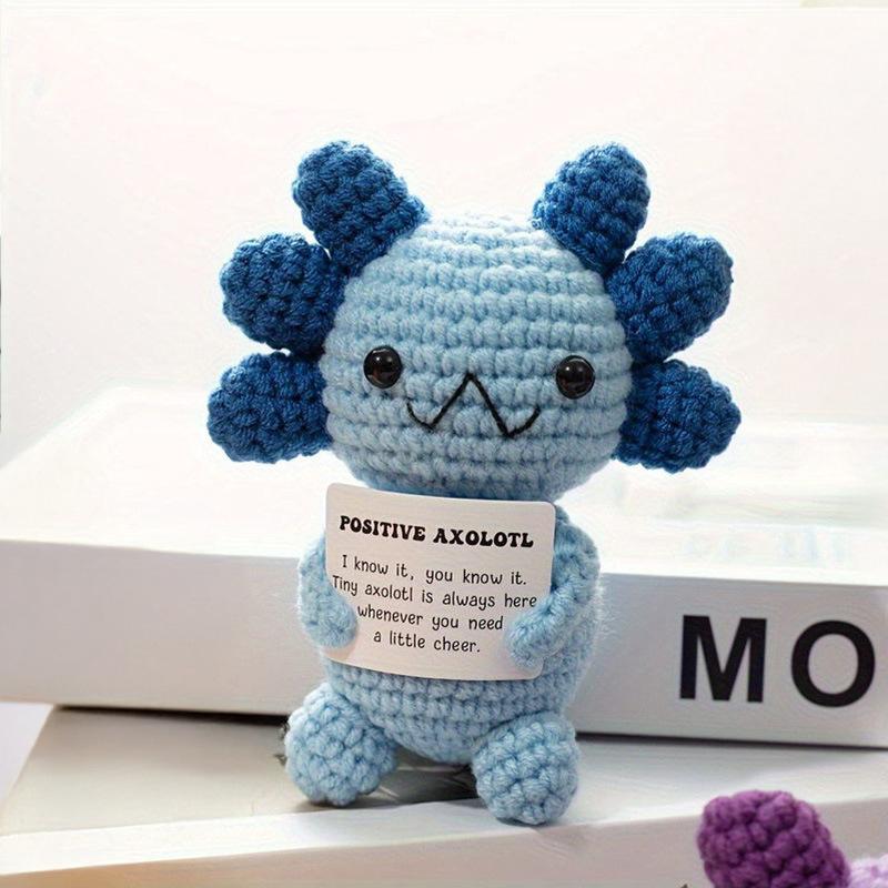 New Positive Energy Goose Hug Pocket Mini Handmade Plush Wool Knitting Doll with Card Funny Christams Gift Home Room Decoration